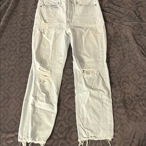Old Navy Light Blue Distressed Straight Leg Jeans